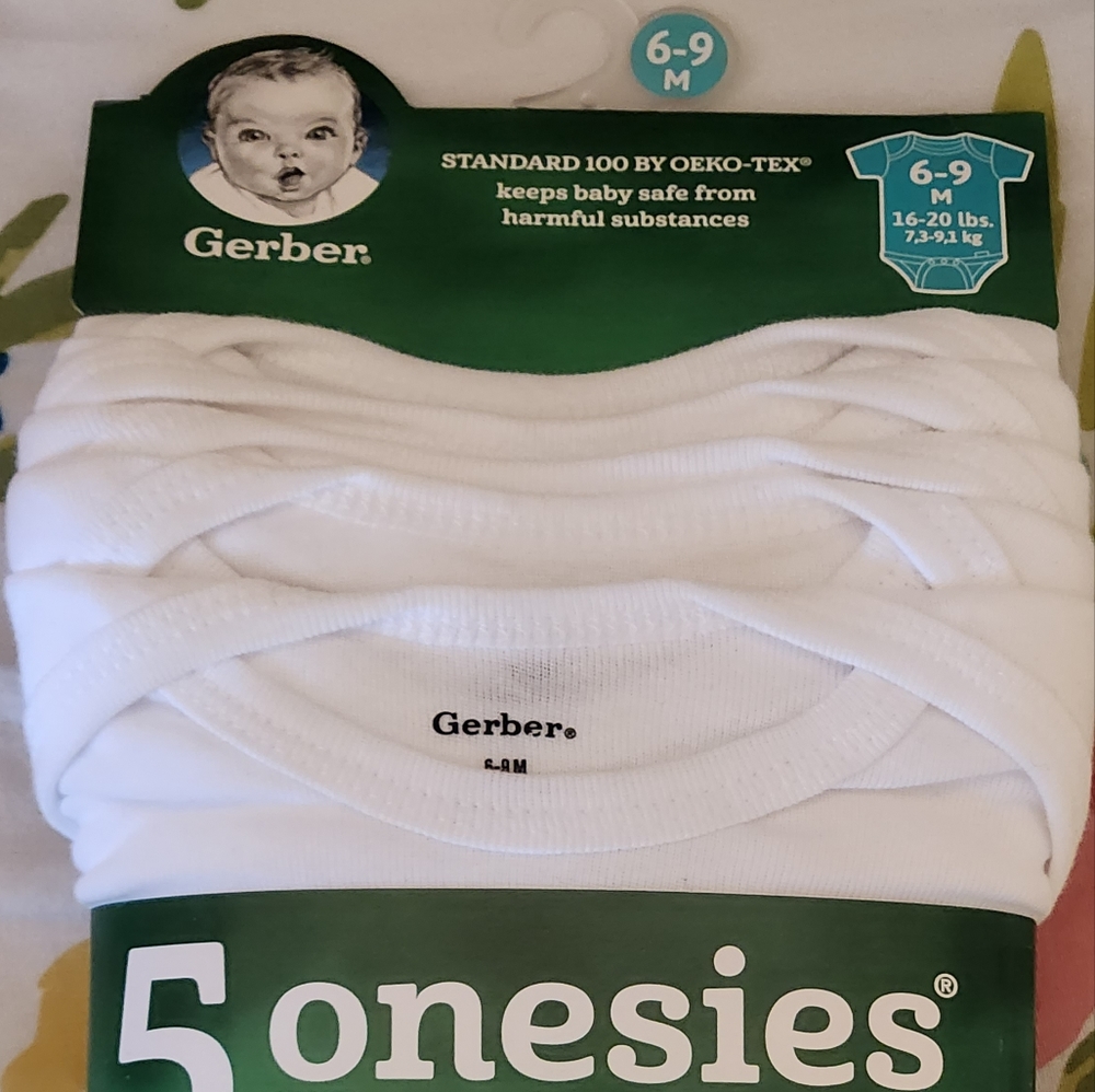 5 pack of white gerber Onsies